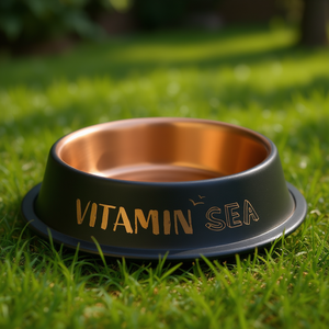 Tazón para Mascotas de Acero Inoxidable, 0.2 L, Interior de Cobre Negro, Diseño Vitamina Sea - Product Image 3