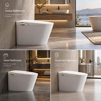 Bidet intelligent mains libres avec couvercle à ouverture automatique, bouton unique, capteur de pied, chasse d'eau, siège chauffant et séchoir à air chaud