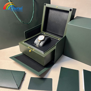 <b>Wooden</b> MDF <b>Watch</b> Box Custom Logo leather Interior Square Case Luxury Outside Packaging Recycled Materials black - Product Image 3