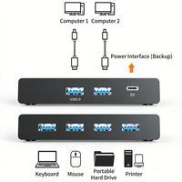 Conmutador USB 3.0 de Plástico OEM al por Mayor para Compartir entre 2 PC, 4 Puertos para Monitor, Teclado, Ratón, Impresora, 2 Puertos SuperSpeed 5Gbps para Oficina