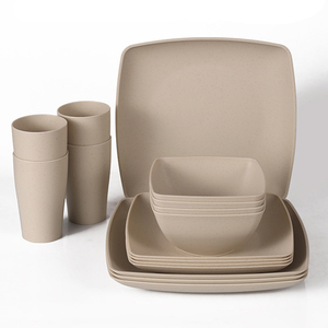 Service de vaisselle 16 pièces pour usage domestique en gros ensemble d'assiettes en paille de blé, bol et tasses pour 4 personnes - Product Image 3