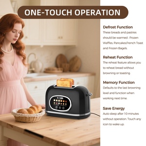 Grille-pain électrique à écran tactile 2 fentes en acier inoxydable avec fentes extra larges, contrôle numérique intelligent, couleur personnalisée, 6 types de pain - Product Image 4