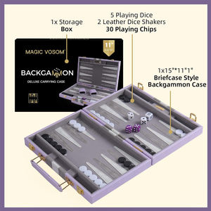 Ensemble <span class=keywords><strong>de</strong></span> jeu <span class=keywords><strong>de</strong></span> backgammon <span class=keywords><strong>de</strong></span> stratégie <span class=keywords><strong>de</strong></span> voyage portable pour adultes jeu <span class=keywords><strong>de</strong></span> société violet classique avec étui en cuir <span class=keywords><strong>de</strong></span> qualité supérieure - Product Image 3