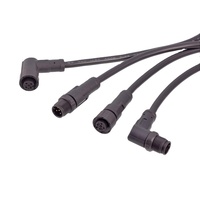 M12 kabel konektor Sensor cetak plastik, kabel konektor Sensor cetak plastik IP67 NEMA2000 tahan air lurus miring kanan 2 3 4 5 8 12 17Pin