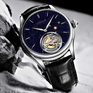นาฬิกาข้อมือ AESOP Flying Tourbillon Movement สำหรับผู้ชาย ดีไซน์โครงกระดูก เครื่องจักรกลหรูหรา กันน้ำ พร้อมกระจกแซฟไฟร์ จัดส่งแบบดรอปชิปปิ้ง - Product Image 5