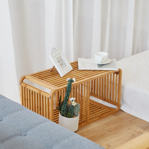 Estante de Almacenamiento de Bambú de 60x70cm, 2 Niveles, Independiente, Ecológico, para Baño - Product Image 4