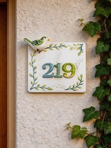 Petit numéro de <span class=keywords><strong>maison</strong></span> en céramique personnalisé haut de gamme pour l'extérieur, décoration de porte d'entrée résidentielle pour cour - Product Image 2