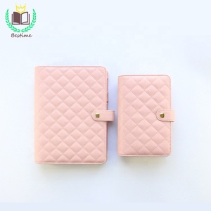 2020 popular A5 6 Ring Binder Pink Quilt Leather Planner