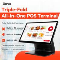 Terminal de caisse tout-en-un SuperWin PSJ8000 15,6 pouces avec Windows 10, écran 1080p, NFC intégré, scanner 2D, Wi-Fi 6