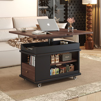 Table basse en bois massif économique et durable ; hauteur réglable, table basse multifonctionnelle pour salon, table d'appoint pour la maison