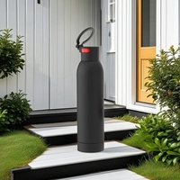 Botella de Agua Aislada de Doble Pared de 500 ml para Deportes y Viajes al Aire Libre, Termo Autolimpiable, Vaso de Plástico de Doble Capa