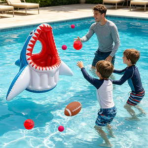 Nouveauté transfrontalière : Jeu de <span class=keywords><strong>basket</strong></span> aquatique gonflable en forme de <span class=keywords><strong>requin</strong></span> pour l'été, en PVC épaissi, unisexe, à partir de 14 ans, jouet parent-enfant - Product Image 2