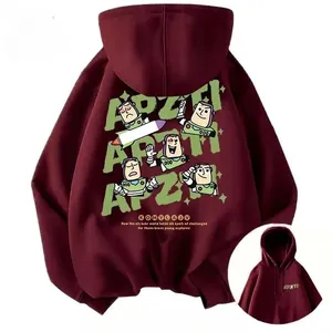 Primavera y otoño nuevo Buzz estampado de dibujos animados de gran tamaño suelto estudiante fiesta buena cosa pareja Sudadera con capucha hombres sudaderas con capucha personalizada