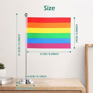 สินค้าขายดี จัดส่งตรง อุปกรณ์ตกแต่งธงสีรุ้งสำหรับงานไพรด์เกย์ คุณภาพพรีเมียม สำหรับ LGBTQ ธงตั้งโต๊ะแบบถือ - Product Image 3