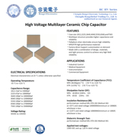 Condensateur céramique haute tension HV NPO 15KV 3300pF de haute qualité pour circuits électroniques de précision.