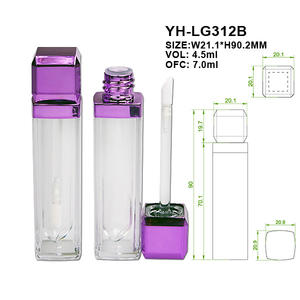 Botella de brillo de labios de varita transparente de pared gruesa cuadrada de doble capa Embalaje cosmético de plástico vacío para lápiz labial - Product Image 4