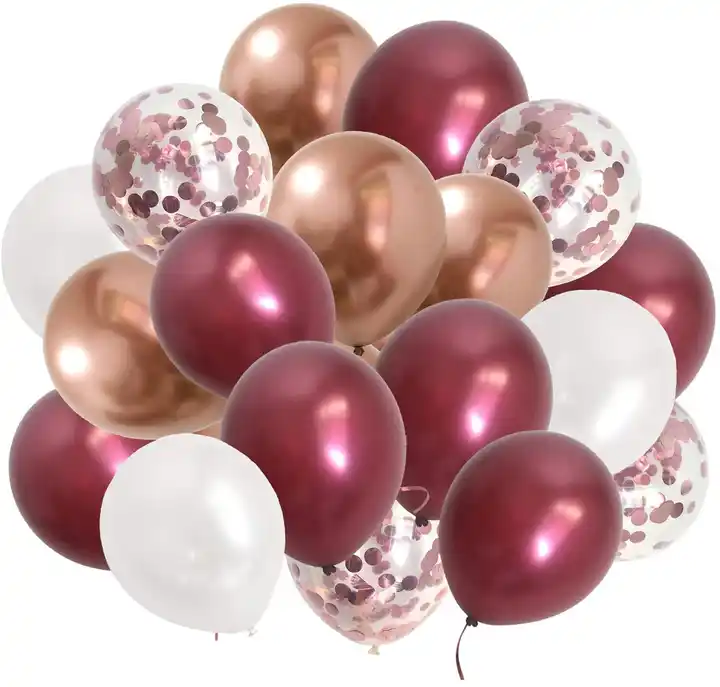 cromo oro rosa bordeaux palloncini bianco metallizzato rosa-oro rosso scuro  palloncini per le donne di compleanno matrimonio