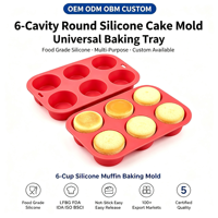 Moule en silicone pour mini-gâteaux, qualité alimentaire, 6 cavités rondes, pour desserts gaufrés, boîtes de dégustation et vente en gros