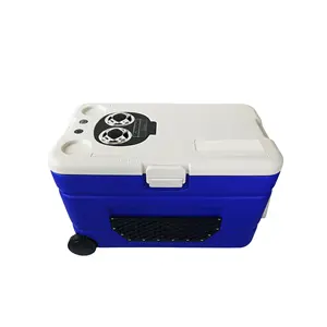 TR-enfriador de hielo con ruedas aislado, caja con altavoz para vacuna, cerveza, comida, pesca, barbacoa, termo