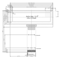 Pantalla OLED de 2.23 Pulgadas, 128x32 Píxeles, Color Amarillo, Controlador SSD1305 de 24 Pines, Interfaz Paralela SPI I2C, Panel PMOLED para Uso Industrial