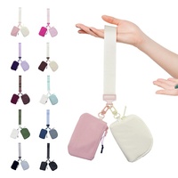 Tas tempat kartu gantungan kunci saku ganda portabel multi-fungsi tahan air nilon dompet tangan ritsleting