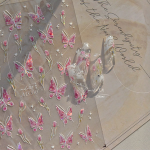 2025 Hot Sale Top Quality <strong>Graceful</strong> Butterfly Pattern 5D <strong>Sticker</strong> Gradient Professional DIY <strong>Nail</strong> Art <strong>Sticker</strong>