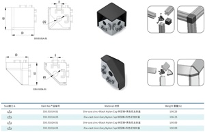 Fente d'usine 8 3 voies <span class=keywords><strong>30x30</strong></span> 40x40 connecteur de profil d'angle Triangle support de Cube carré - Product Image 2