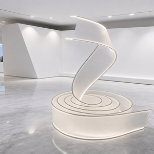 Lampadario a LED in acrilico personalizzato, grande lampada a sospensione decorativa per gallerie e hall - Product Image 1