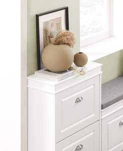 <strong>Shoe</strong> Rack Cabinet 2 Flip Drawers, Slim <strong>Shoe</strong> Storage Unit for Hallway, Entryway, Corridor, <strong>Small</strong> Spaces Wooden <strong>Cupboard</strong> White - Product Image 4