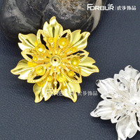 Hubu poupée couvre-chef petite fleur trois couches fer accessoire 38mm or et argent tridimensionnel décoratif