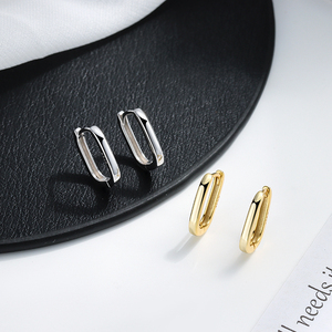 Low MOQ Simple Hoops 925 Sterling <strong>Silver</strong> Plain Earrings Geometric U Shaped Fashion <strong>Huggie</strong> for Women Fine Jewelry Wholesale - Product Image 6