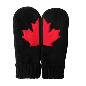 Akrilik örme özel Logo Polar Polar astar eldivenler kanada Maple Leaf eldiven