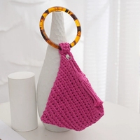 Bolso de playa de macramé de ganchillo vintage con borlas, bolso con cordón de algodón para mujer, bolsos de mano tejidos para mujer, monederos de mano
