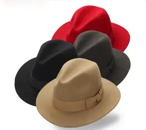 Chapéus fedora unissex, chapéus de fedora de 18 cores personalizados, unissex, 100% lã, aba larga