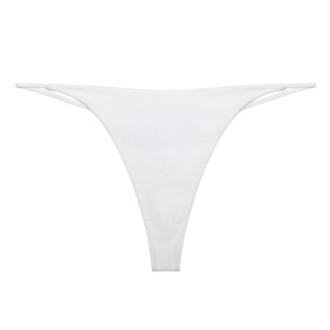 Tanga de mujer con tirantes finos blancos, decoración de mariposa con bordado dorado, talle bajo, suave y elástico, lencería sexy para damas. - Product Image 2