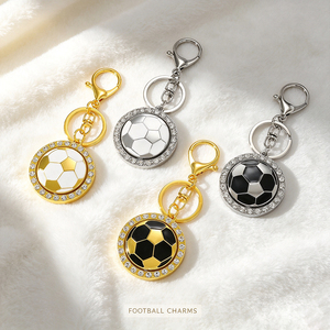 Sparkling Rhinestone Wrapped Rotatable Soccer Keychain Gold Plated Football Pendant <b>Key</b> <b>Ring</b> Sports Theme <b>Bag</b> Charm Gift - Product Image 6
