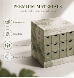 Luxury Green Botanical Drawer Advent Calendar <b>Box</b> with Pull Out Drawers Rigid Paperboard <b>Christmas</b> Gift Packaging for Beauty - Product Image 2