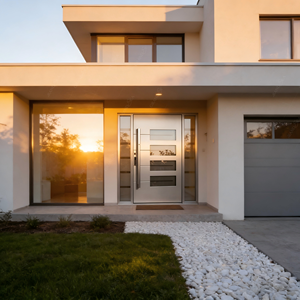 Puertas de Entrada de Lujo para Villa Puertas de Seguridad de Aluminio y Metal Frontales Exteriores Puertas Pivotantes Modernas de Acero Inoxidable para Residencial - Product Image 6