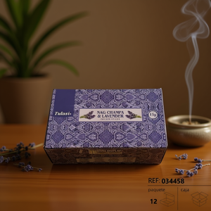 Tulasi Nag Champa Lavender Incense Sticks 15g Dual Display Box 12 Packs - Product Image 3