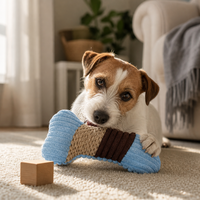 Jouet à mâcher en peluche couineur en forme d'os en polaire de maïs pour chiens et chats, coussin molaire pour le nettoyage des dents, classique et populaire