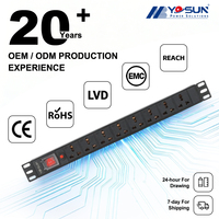 Bloc d'alimentation universel robuste à 8 prises UK pour montage en rack, unité de distribution d'alimentation IEC pour armoire serveur avec indicateur, prise PDU