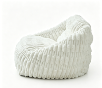 Canapé paresseux simple rayé en fausse fourrure de lapin style crème, compressible et confortable