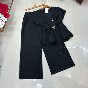 Conjuntos Elegantes de <span class=keywords><strong>Dos</strong></span> <span class=keywords><strong>Piezas</strong></span> para <span class=keywords><strong>Mujer</strong></span> al por Mayor de Fábrica: Chaleco sin Mangas con Cinturón y Pantalones de Pierna Ancha, Traje Sólido Casual de Verano para Oficina - Product Image 5