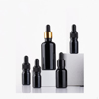 Flacon compte-gouttes en verre noir mat, vide, transparent, avec pompe, pour sérum liquide, stockage de produits capillaires et soins de la peau - Offre Spéciale