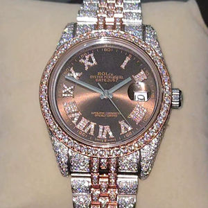 高級ビジネスウォッチ メンズ ステンレススチール ミヨタ ブリン ブリン ローズシルバー 自動日付 クォーツ ヒップホップ ギフト 彼氏へ - Product Image 1