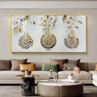 Led Işıklı 5D Kristal Elmas İslami Kuran Hat Sanatı Modern Arapça Mekke Müslüman Duvar Sanatı Resmi Kristal Porselen Tablolar