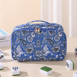 Nouvelle Trousse de Rangement <span class=keywords><strong>Mahjong</strong></span> Imprimée <span class=keywords><strong>Fleurs</strong></span> en Polyester Grande Capacité Portable Multifonctionnelle pour Voyage et Toilette - Product Image 1