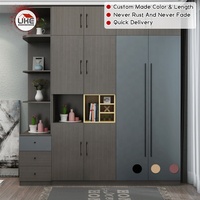 Poignées de porte de placard solides sur mesure, longues, pour porte de placard, poignées de porte de cuisine, noires