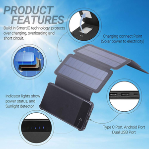 2 Trong 1 Có Thể Tháo Rời Năng Lượng Mặt Trời Ngân Hàng Điện 10000MAh Xách Tay Solar Panel Có Thể Gập Lại Không Thấm Nước Ngoài Trời Sạc Năng Lượng Mặt Trời Ngân Hàng Điện - Product Image 6