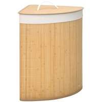 Panier à linge en bambou avec couvercle, style triangulaire, avec doublure amovible et lavable